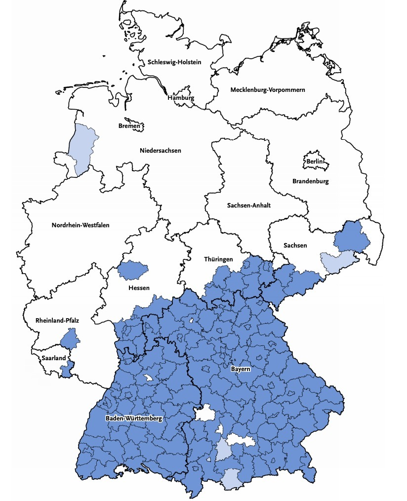 Link zur Karte am Ende des Beitrags Zecken Risikogebiete in Deutschland
