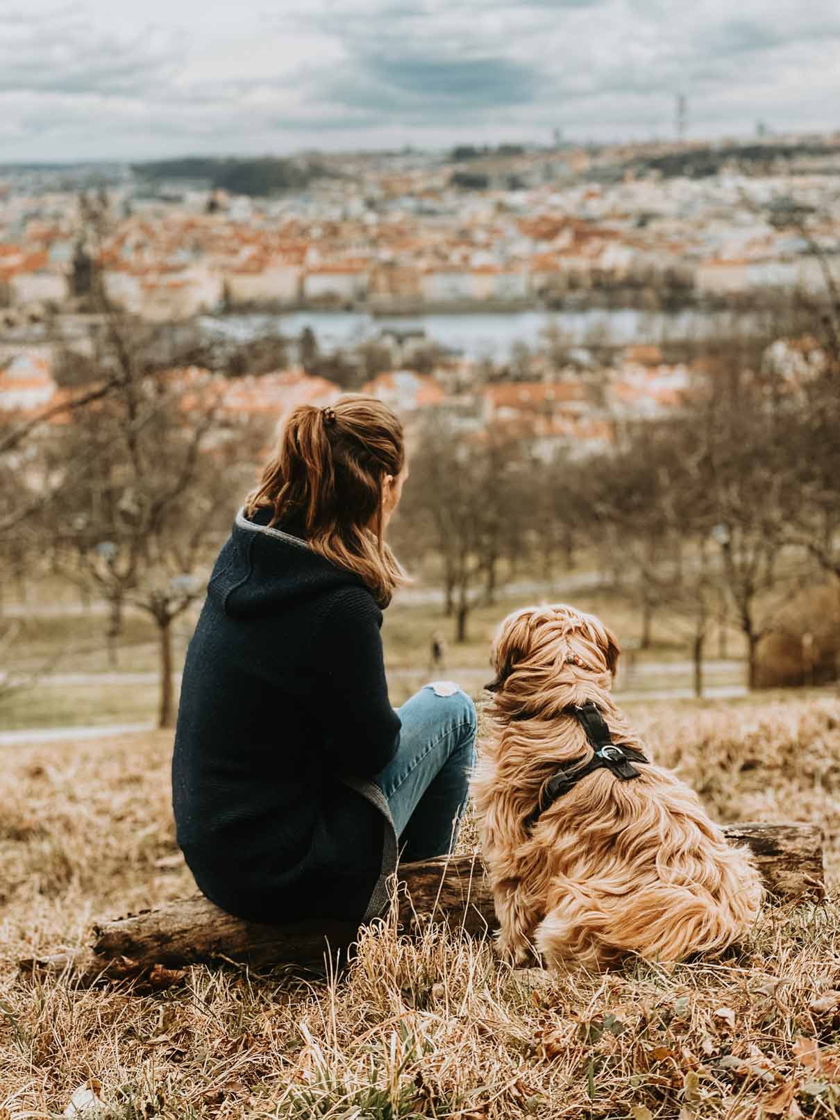 Frau mit Tibetterrier auf Petrin Hill